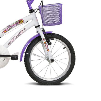 Imagem de Bicicleta Infantil Com Rodinhas Aro 16 Breeze Branco e Lilás Verden Bikes