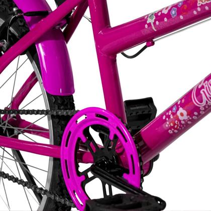 Imagem de Bicicleta infantil Feminina Aro 20 com Rodinha de Apoio criança de 5 a 8 anos - Rosa/Rosa