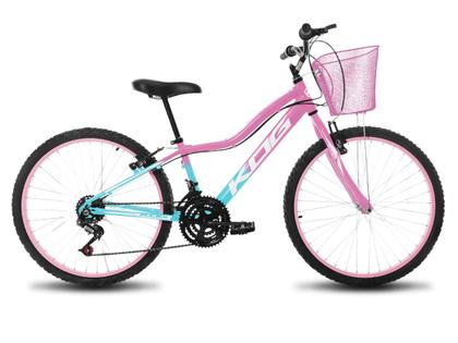 Imagem de Bicicleta Infantil Feminina Aro 24 KOG Alumínio 18V Cestinha