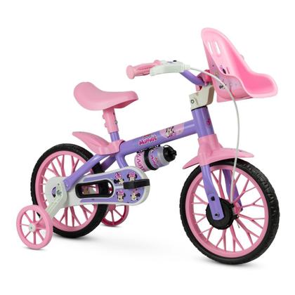 Imagem de Bicicleta Infantil Menina Aro 12 Minnie Disney com Capacete