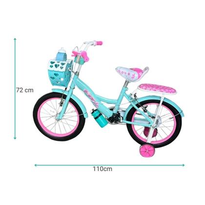 Imagem de Bicicleta Infantil Menina Aro 16 Com Rodinhas, Porta Objetos e Bagageiro Bicikids