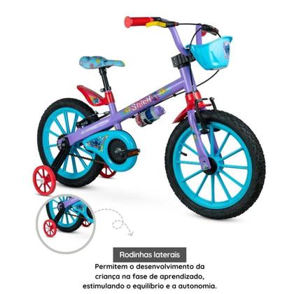 Imagem de Bicicleta Infantil Nathor Aro 16 Com Rodinhas Stitch 2