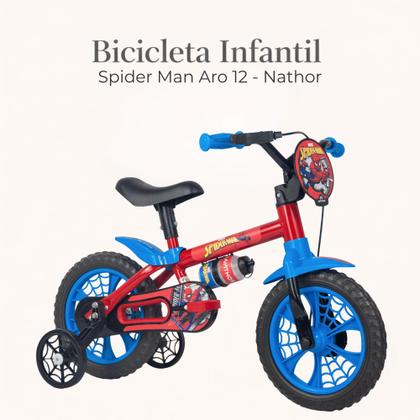 Imagem de Bicicleta Infantil Nathor Homem Aranha com Rodinhas Aro 12