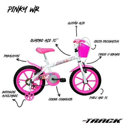 Imagem de Bicicleta Infantil Pink A16 com Cesta TK3 Track