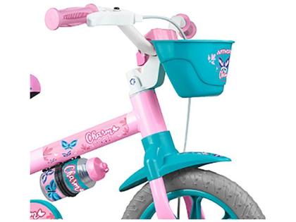 Imagem de Bicicleta Infantil Rosa de Rodinha Aro 12 Charm Com Cestinha