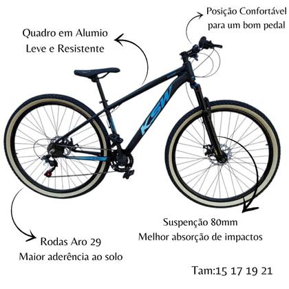 Imagem de Bicicleta Ksw Xlt Aro 29 21v Cambios Trocadores Pedivela Catraca SHIMANO Pneu Faixa Amarelo.