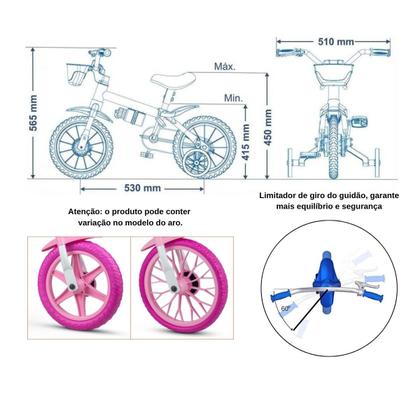 Imagem de Bicicleta Patrulha Canina Skye Aro 12 Passeio 4 Itens