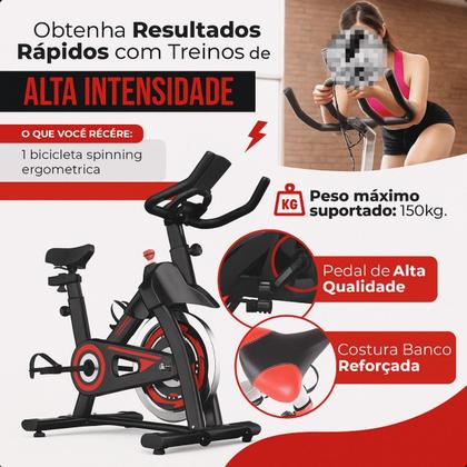 Imagem de Bicicleta Spinning Ergométrica Para Exercício Profissional com Monitor suporta até 150kg Academia 1.90m
