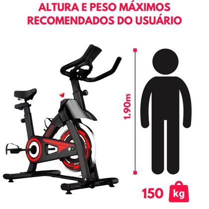 Imagem de Bicicleta Spinning Ergométrica Para Exercício Profissional com Monitor suporta até 150kg Academia 1.90m