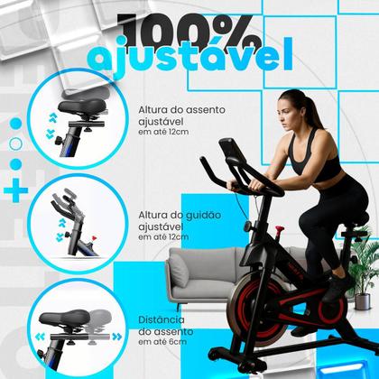 Imagem de Bicicleta Spinning Ergométrica Para Exercício Profissional com Monitor suporta até 150kg Academia 1.90m