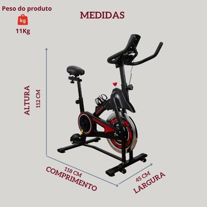 Imagem de Bicicleta Spinning Ergométrica Para Exercício Profissional com Monitor suporta até 150kg Academia 1.90m