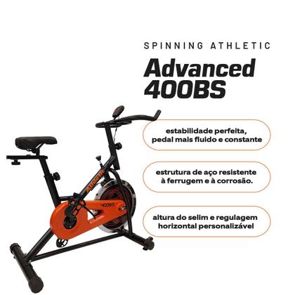 Imagem de Bicicleta Spinning Residencial Athletic Advanced 400BS Usuários de 125kg Conforto Ajustável e Treino Cardio Eficaz