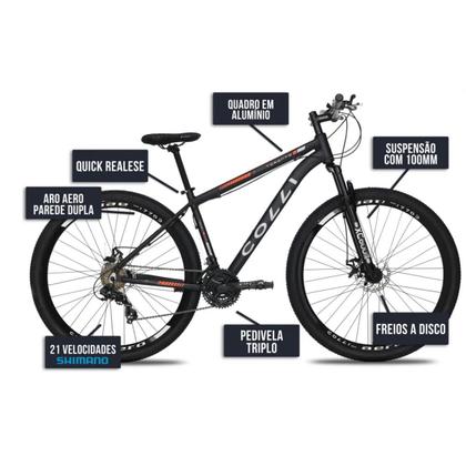 Imagem de Bicicleta toronto aluminio preto/laranja quadro 17 aro 29 colli
