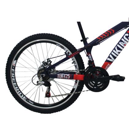 Imagem de Bicicleta Viking X TUFF25  Freeride Aro 26 Freio a Disco 21 Velocidades Cambios Shimano Roxo Laranja Vikingx