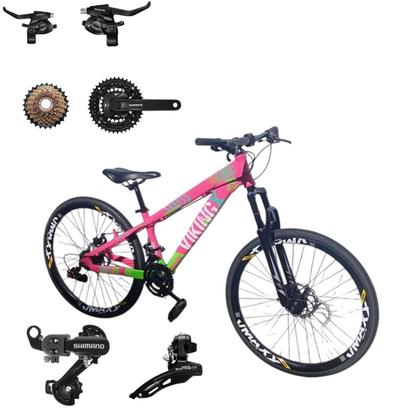 Imagem de Bicicleta Vikingx Aro 26 Tuff 25 24v Cambio Shiamano Traseiro Dianteiro com Trocadores Freio Disco Mecanico Aluminio Unissex