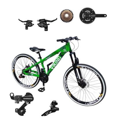 Imagem de Bicicleta Vikingx Aro 26 Tuff 25 24v Cambio Shiamano Traseiro Dianteiro com Trocadores Freio Disco Mecanico Aluminio Unissex