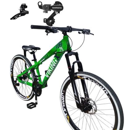 Imagem de Bicicleta Vikingx Aro 26 Tuff 25 24v Cambio Shiamano Traseiro Dianteiro com Trocadores Freio Disco Mecanico Aluminio Unissex