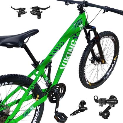 Imagem de Bicicleta Vikingx Aro 26 Tuff 25 24v Cambio Shiamano Traseiro Dianteiro com Trocadores Freio Disco Mecanico Aluminio Unissex