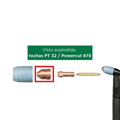 Imagem de Bico de corte plasma 90 a pt 32 powercut 875 esab 0708621