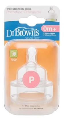 Bico de Mamadeira Redondo em Silicone Boca Larga Prematuro 0+ Dr. Browns Options - 2 unidades - Dr Browns Imagem de Bico de Mamadeira Redondo em Silicone Boca Larga Prematuro 0+ Dr. Browns Options - 2 unidades