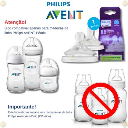 Imagem de Bico Mamadeira Avent Pétala 3.0 0m rn N1 Fluxo Extra Lento 2 unidades