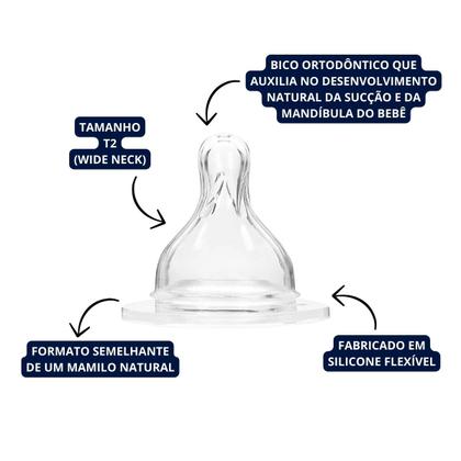 Imagem de Bico Mamadeira de Silicone Macio Wide Neck T2 Premium