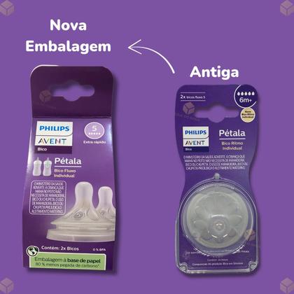 Imagem de Bico Mamadeira Philips Avent Pétala 3.0 N5 6m Fluxo Extra Rápido 2 Unidades Silicone