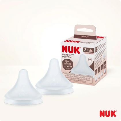 Imagem de Bico Nuk Perfect Match Mais 6 Meses Silicone Fluxo Variavel EG Com 2UN
