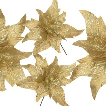 Imagem de Bico Papagaio Aveludado C/glitter Champanhe 35cm Florarte