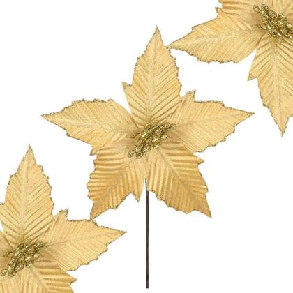 Imagem de Bico Papagaio Aveludado C/glitter Dourado 35cm Florarte