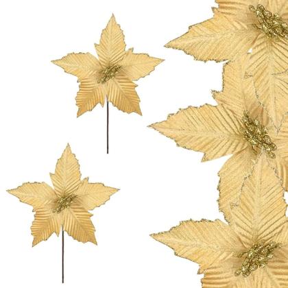 Imagem de Bico Papagaio Aveludado C/glitter Dourado 35cm Florarte