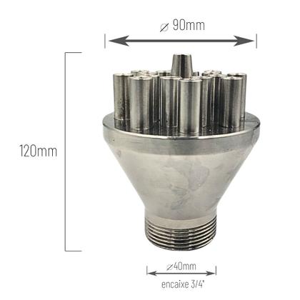 Imagem de Bico para Fontes Chafarizes e Lagos Fixo em Inox Multijatos com Entrada Rosca de 1 1/2"