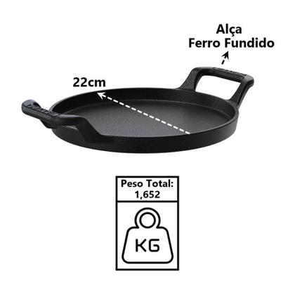 Imagem de Bifeteira Redonda Alça Ferro Fundido Servir Porção 22cm