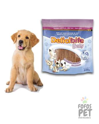 Imagem de Bifinho Ossinho Flexível Petisco para Cachorros filhotes Delicibife Baby com Leite 650g - Deliciosso