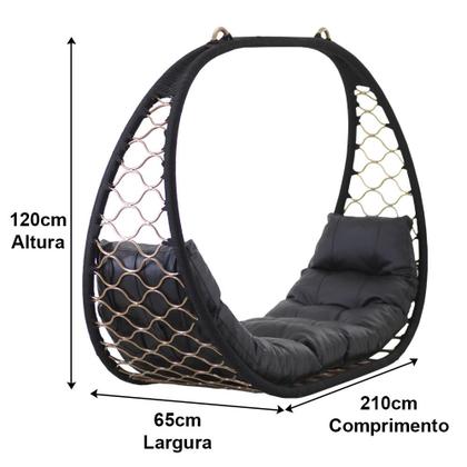 Imagem de Big Balanço Suspenso Corda Náutica e Alumínio Trama Original para Área, Jardim, Piscina - Trama Original