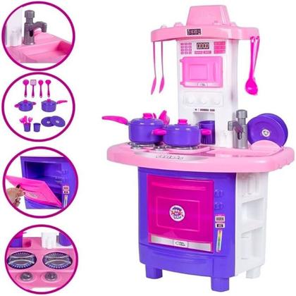 Imagem de Big Cozinha Infantil Grande Pia Fogão Sai Água Menina Pais e Filhos