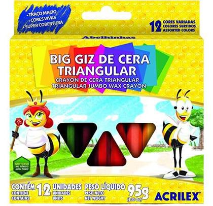 Imagem de Big Giz de Cera triangular 12 cores Marca Acrilex