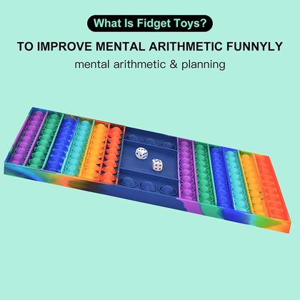 Imagem de Big Pop Game Fidget Toys, Jumbo Rainbow Chess Board Push Bubble Popper Fidget Sensory Toys com 2 dados, brinquedos gigantes para alívio do estresse para brincar com crianças amigas (cor retangular do arco-íris).