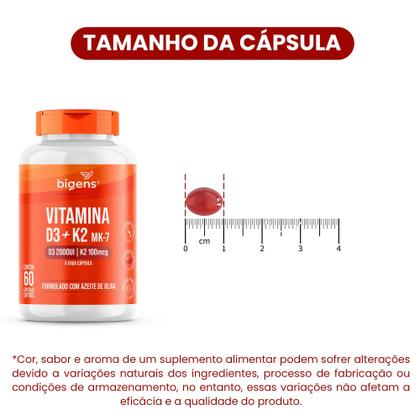 Imagem de Bigens vitamina d3 2000ui  k2 mk7 100mcg óleo de oliva 60 caps