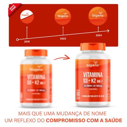 Imagem de Bigens vitamina d3 2000ui  k2 mk7 100mcg óleo de oliva 60 caps