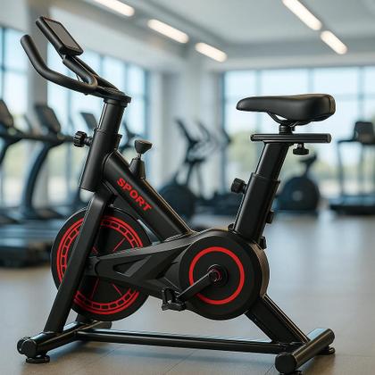 Imagem de Bike Ergométrica Spinning Fitness 8kg de roda de inércia Ideal para Treino em Casa  Painel Digital e Suporta até 120kg