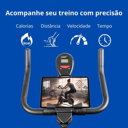Imagem de Bike Ergométrica Spinning Fitness 8kg de roda de inércia Ideal para Treino em Casa  Painel Digital e Suporta até 120kg