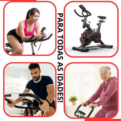 Imagem de Bike Ergométrica Spinning Fitness 8kg de roda de inércia Ideal para Treino em Casa  Painel Digital e Suporta até 120kg
