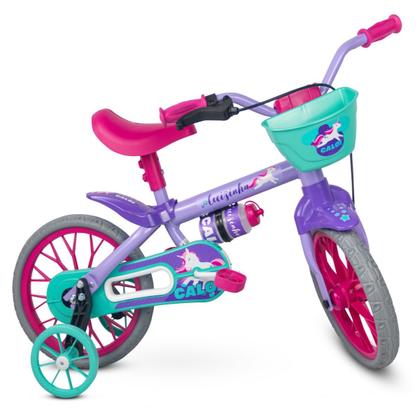 Imagem de Bike Infantil Aro 12 Cecizinha Unicórnio C/ Garrafa Capacete