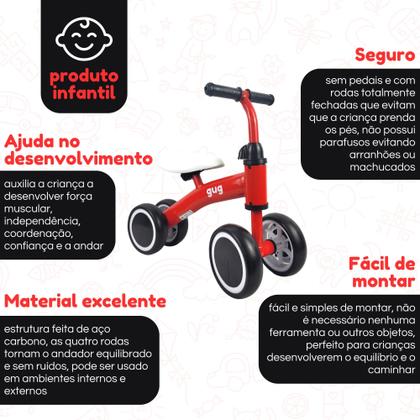 Imagem de Bike Sem Pedal Bicicleta Vermelho Andador Infantil Crianças