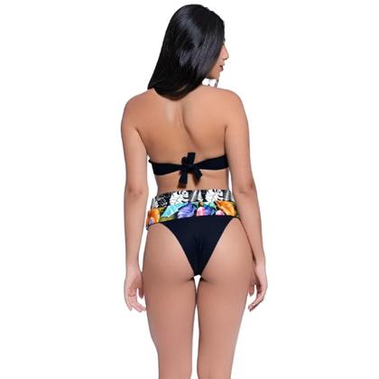 Imagem de Bikini Feminino Bojo Fixo Meia Taça Estampa Dupla Cós Alto
