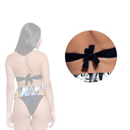 Imagem de Bikini Feminino Bojo Fixo Meia Taça Estampa Dupla Cós Alto