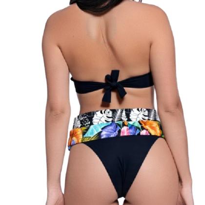 Imagem de Bikini Feminino Bojo Fixo Meia Taça Estampa Dupla Cós Alto
