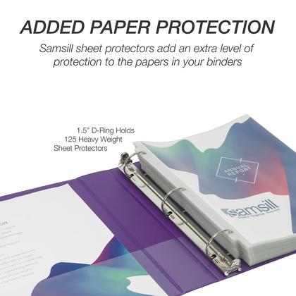 Imagem de Binder Samsill Durable de 1,5 polegadas, pacote com 4 roxos, contém 350 páginas