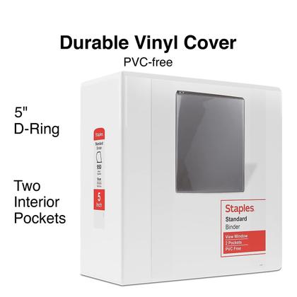 Imagem de Binder Staples 976179 Standard 5 polegadas D 3 Ring View White